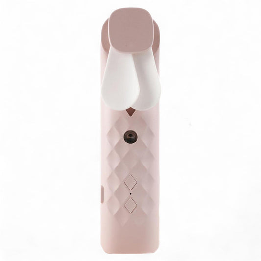 Pink nano mist face fan and spray with bunny ear design.