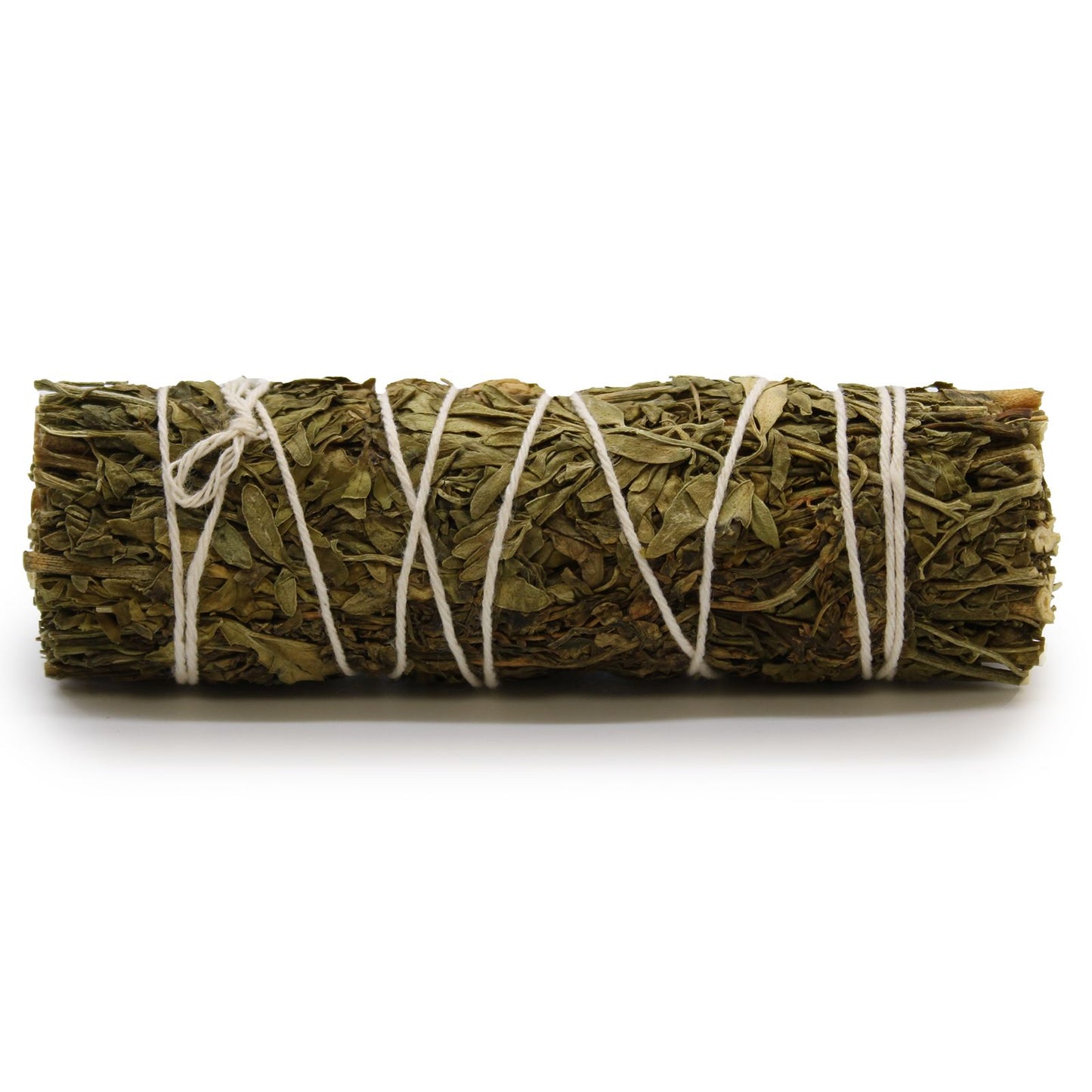 Ruda-Salbei Smudge Stick, ca. 10cm lang, gebündelt mit weißem Garn.