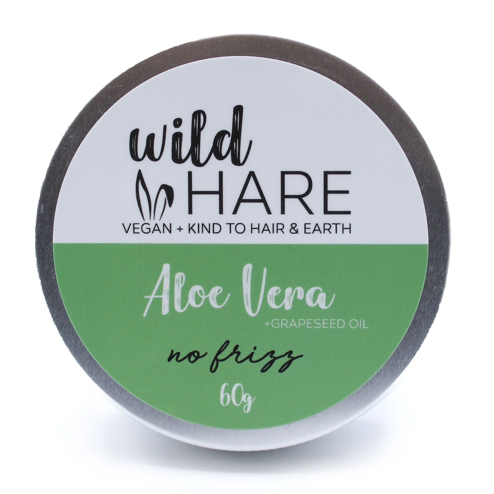 Wild Hare Aloe Vera solid shampoo bar with no frizz claim.