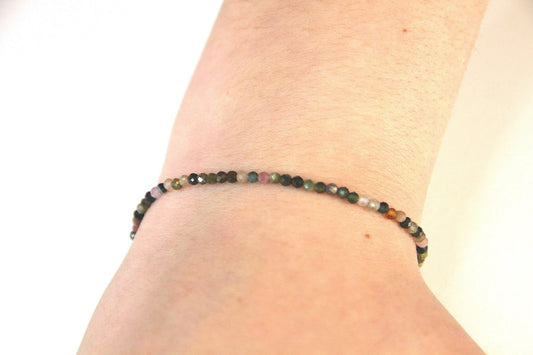 Heilsteinarmband aus buntem Turmalin und Edelstahl - Flow of Passion
