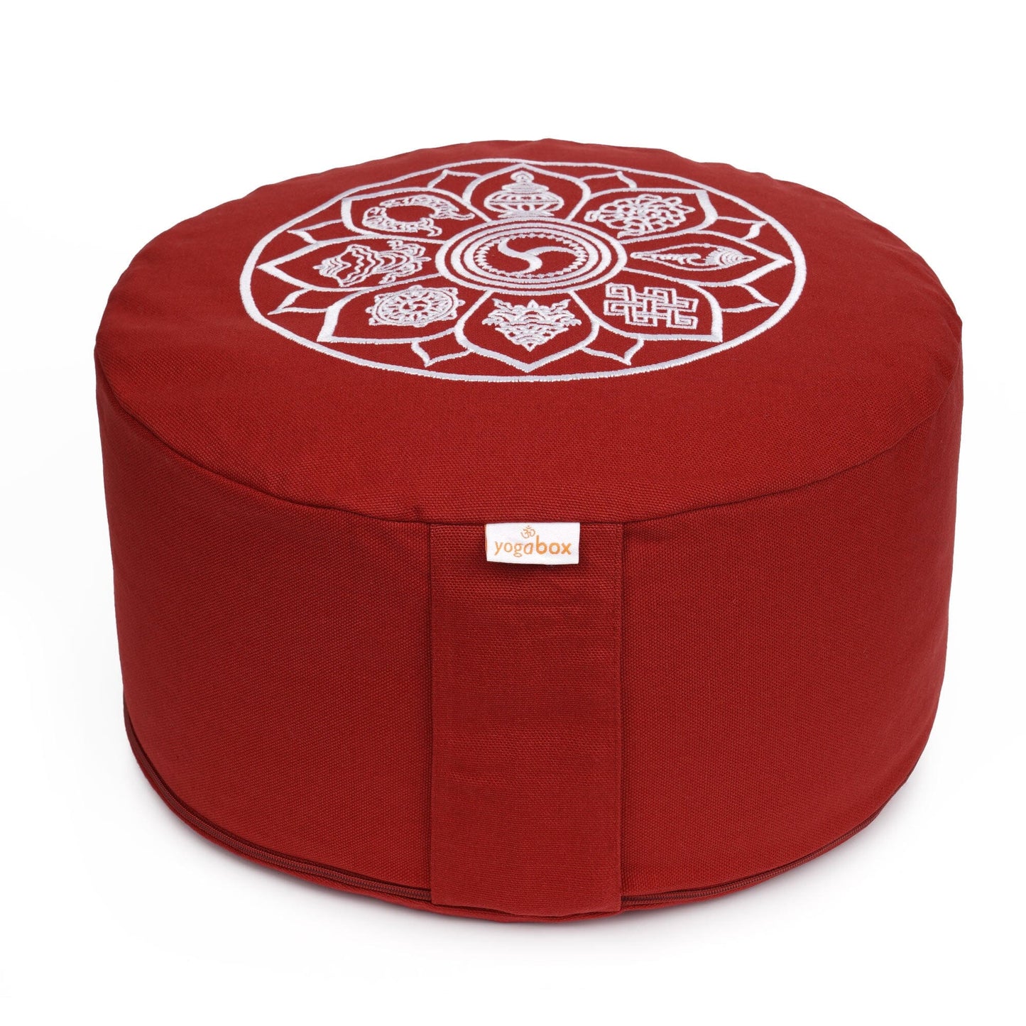 meditationskissen-gluckssitzr-8-gluckverheissende-symbole-bordeaux-buchweizenschalen-33-x-33-x-15-cm-156047 - Flow of Passion