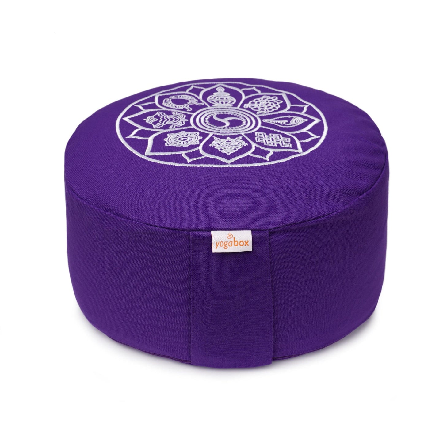 meditationskissen-gluckssitzr-8-gluckverheissende-symbole-lila-buchweizenschalen-33-x-33-x-15-cm-346219 - Flow of Passion