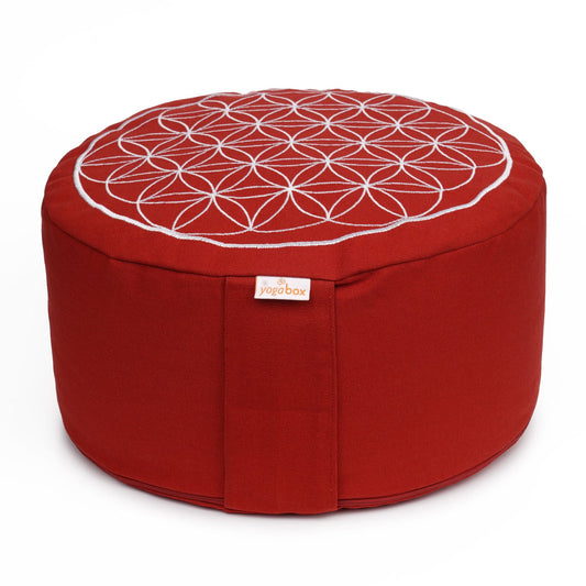 meditationskissen-gluckssitzr-blume-des-lebens-bordeaux-buchweizenschalen-33-x-33-x-15-cm-643210 - Flow of Passion
