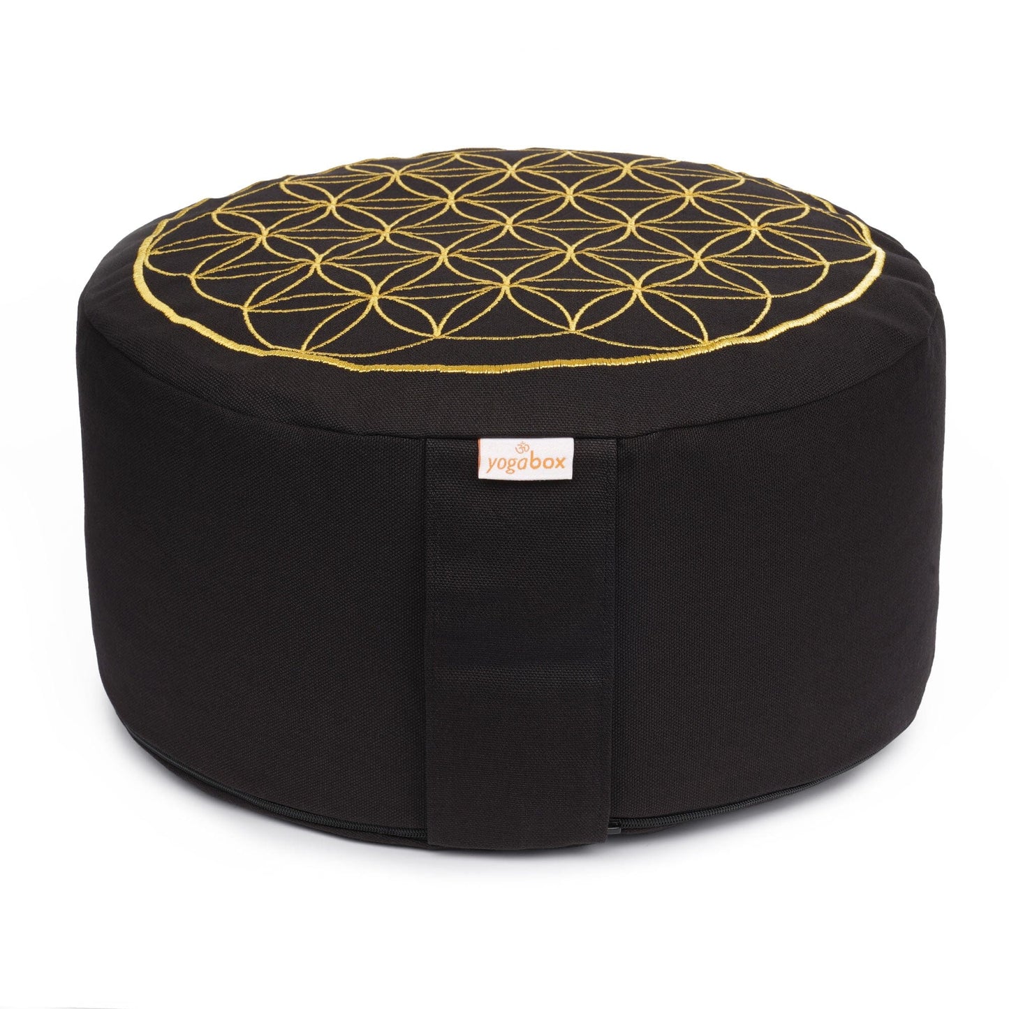 meditationskissen-gluckssitzr-blume-des-lebens-schwarz-buchweizenschalen-33-x-33-x-15-cm-822621 - Flow of Passion