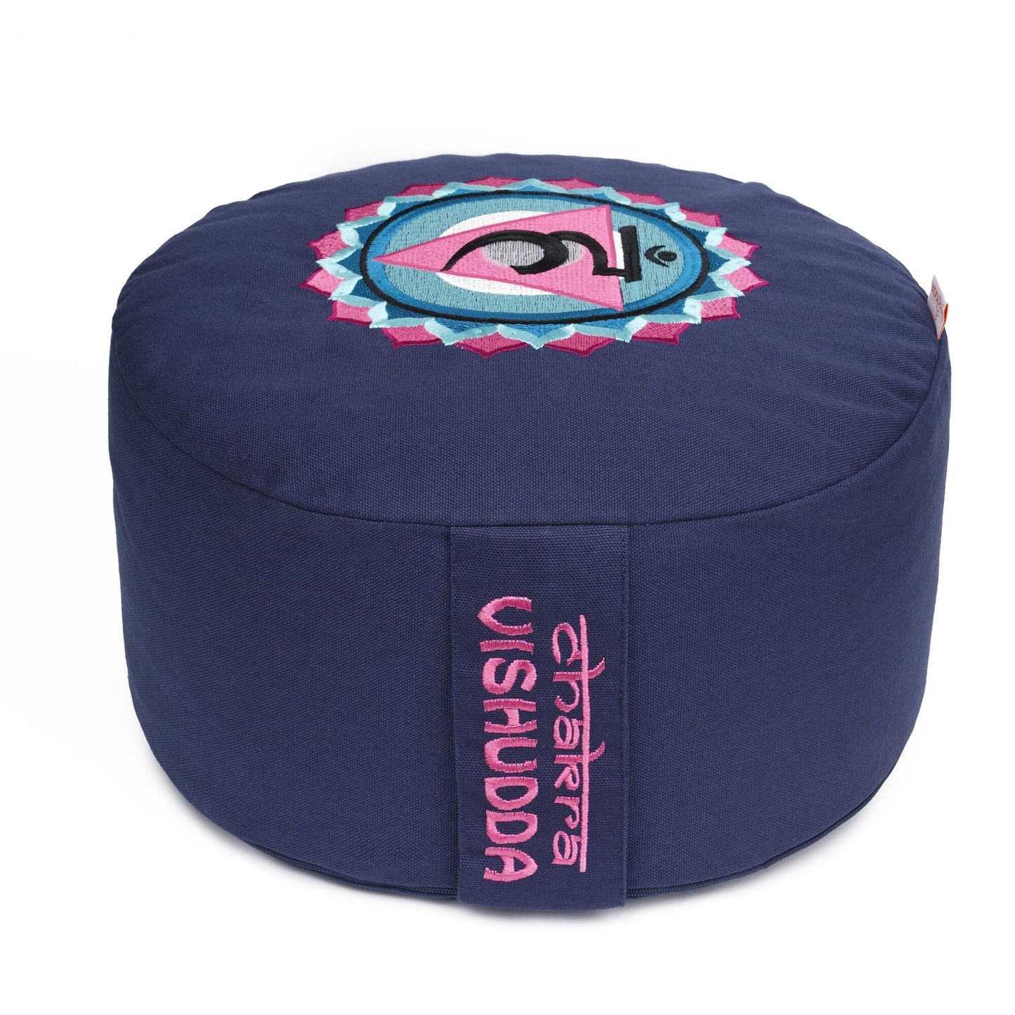 meditationskissen-gluckssitzr-chakra-dunkelblau-symbol-chakra-kehlkopf-chakra-vishudda-buchweizenschalen-33-x-33-x-15-cm-841424 - Flow of Passion