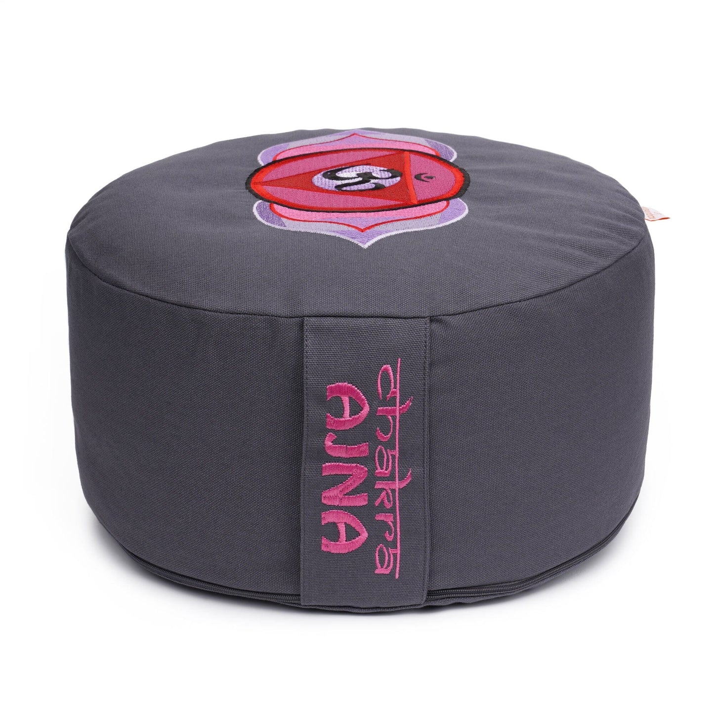 meditationskissen-gluckssitzr-chakra-grau-symbol-chakra-3auge-chakra-ajna-buchweizenschalen-33-x-33-x-15-cm-669050 - Flow of Passion