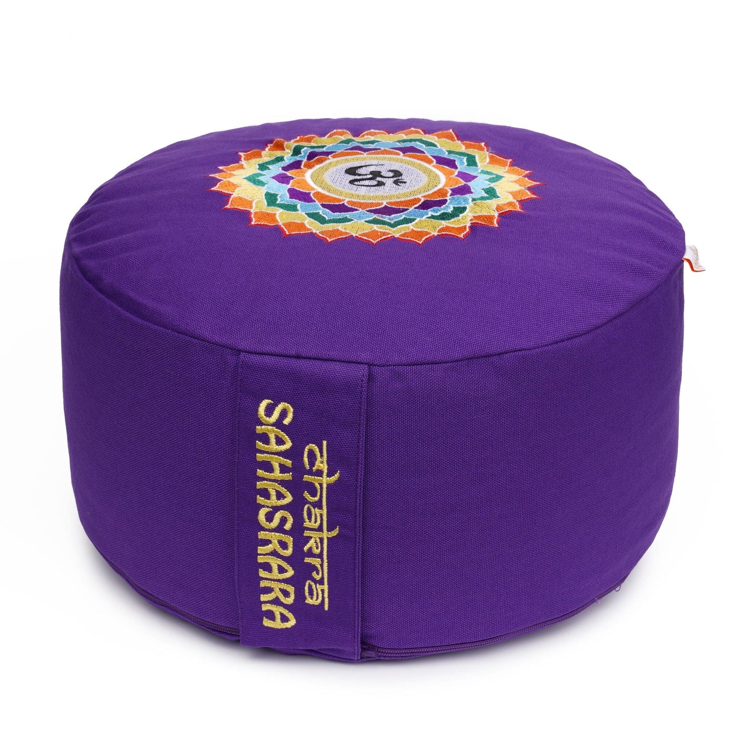 meditationskissen-gluckssitzr-chakra-lila-symbol-chakra-kronen-chakra-mit-om-sahasrara-buchweizenschalen-33-x-33-x-15-cm-311213 - Flow of Passion