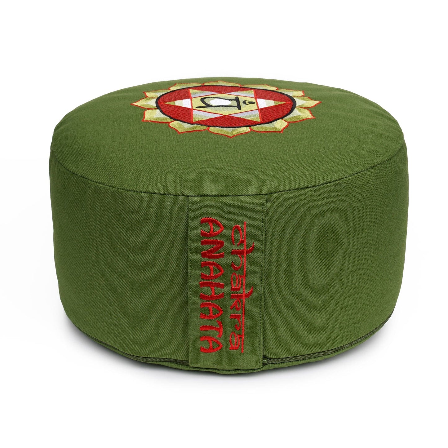 meditationskissen-gluckssitzr-chakra-olive-symbol-chakra-herz-chakra-anahata-buchweizenschalen-33-x-33-x-15-cm-189932 - Flow of Passion