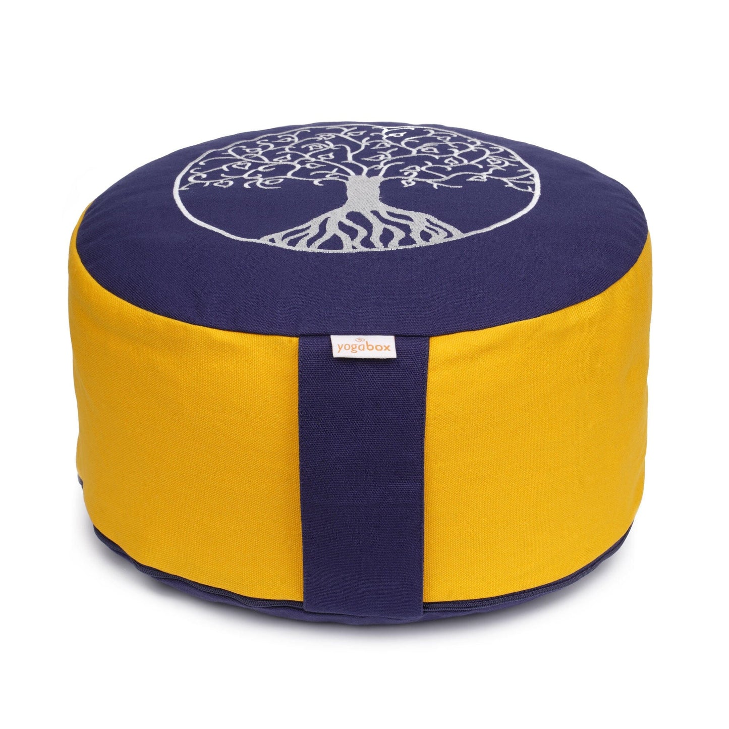 meditationskissen-gluckssitzr-lebensbaum-dunkelblau-dotter-buchweizenschalen-33-x-33-x-15-cm-273579 - Flow of Passion