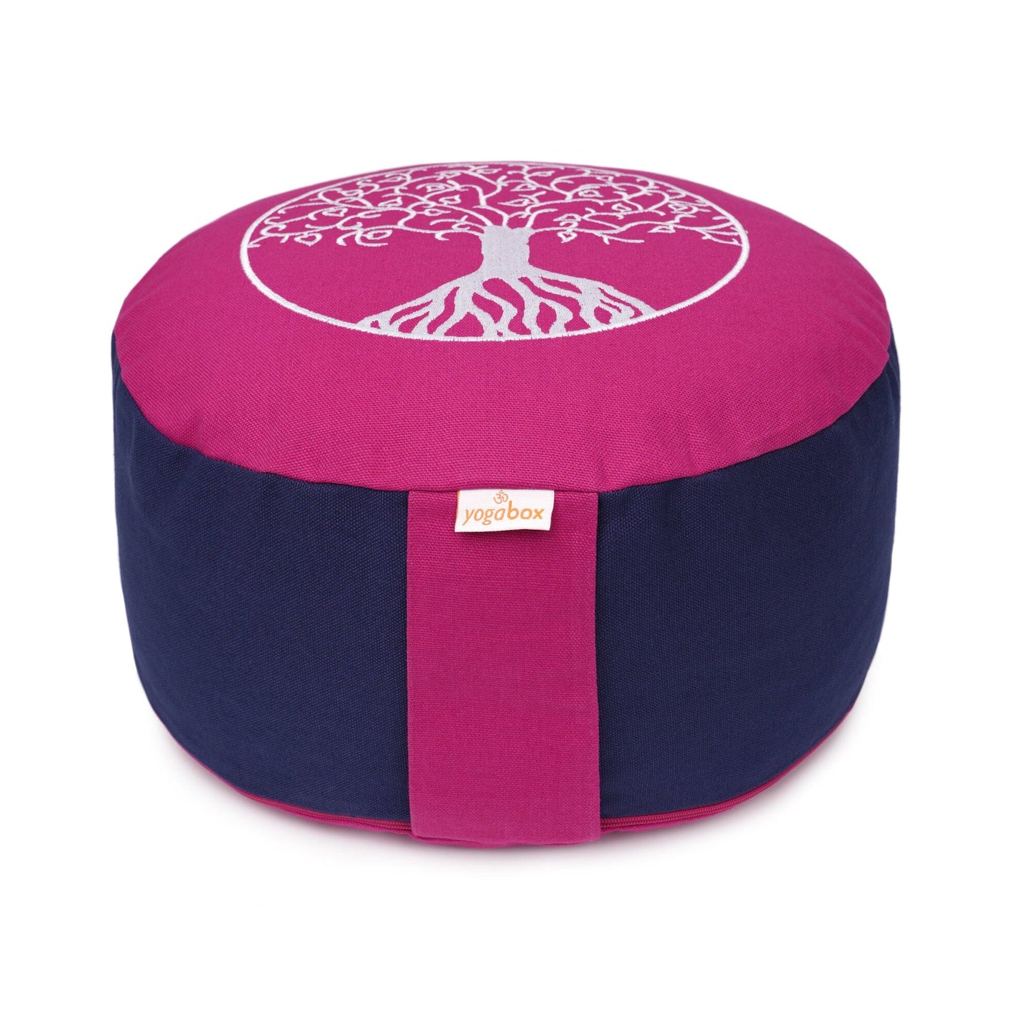 meditationskissen-gluckssitzr-lebensbaum-magenta-dunkelblau-buchweizenschalen-33-x-33-x-15-cm-590355 - Flow of Passion