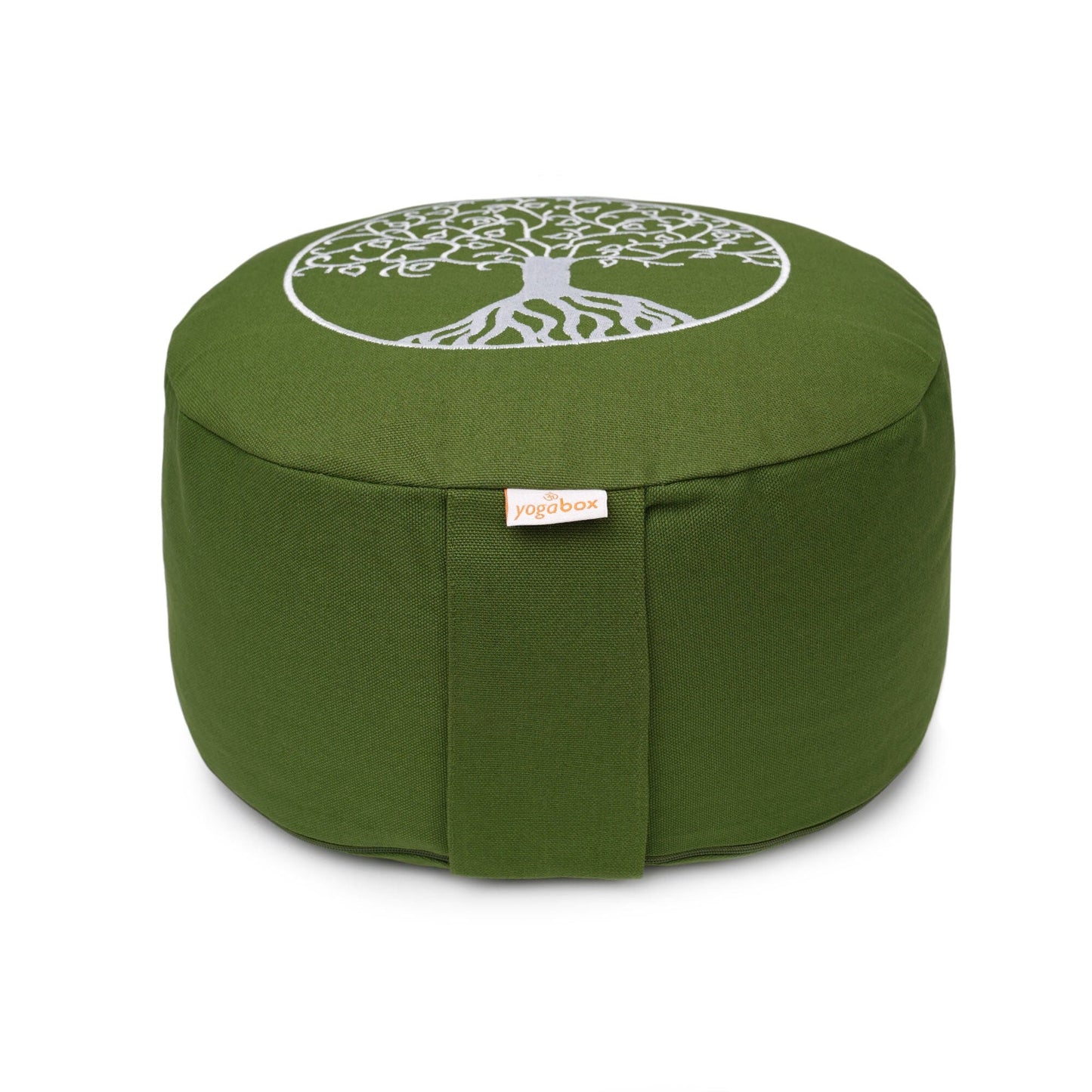 meditationskissen-gluckssitzr-lebensbaum-olive-green-buchweizenschalen-33-x-33-x-15-cm-120673 - Flow of Passion