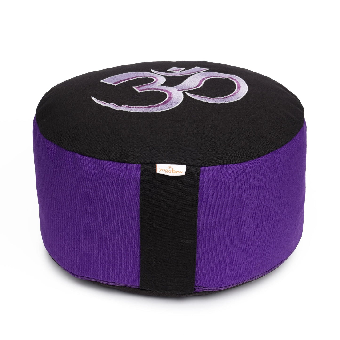 meditationskissen-gluckssitzr-mit-o-m-symbol-violettschwarz-buchweizenschalen-33-x-33-x-15-cm-644035 - Flow of Passion