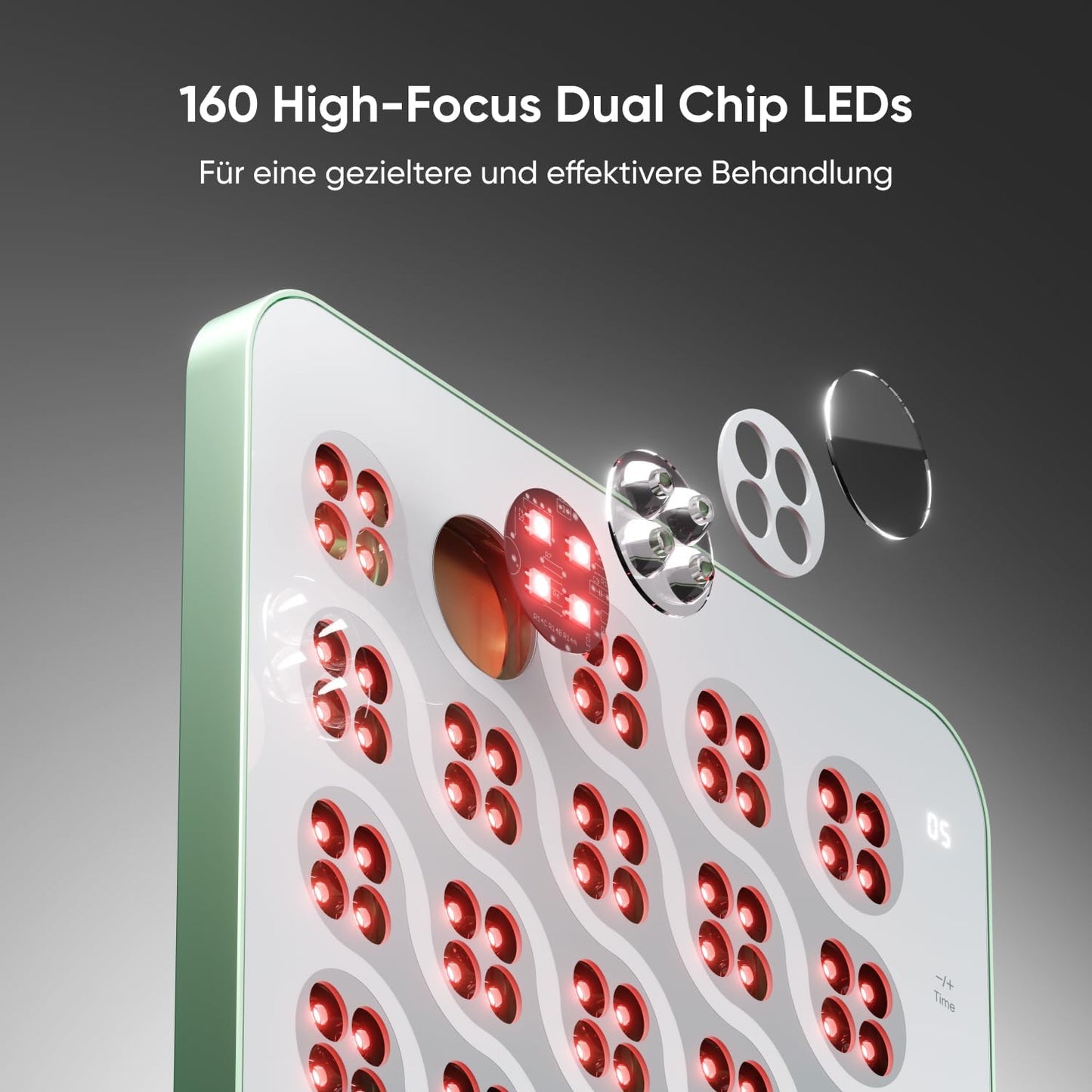 Nanoleaf Rotlichttherapie-Panel mit 160 LEDs und Fokuslinsen.