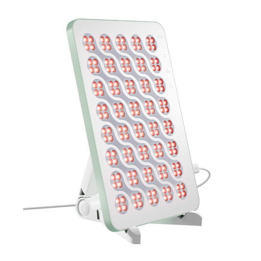 Nanoleaf Rotlichttherapie-Panel mit vielen roten LEDs und einem Ständer.