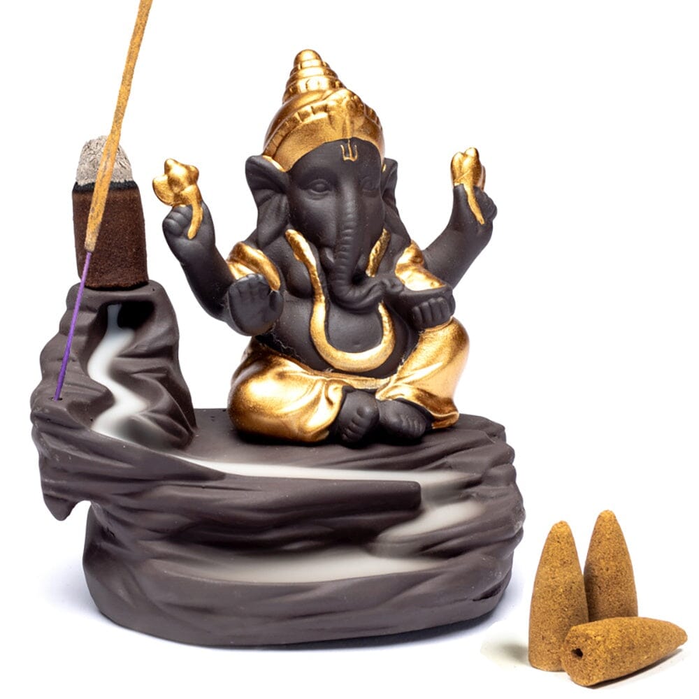 ruckfluss-weihrauchbrenner-9-x-6-x-10-cm-ganesha-497236 - Flow of Passion