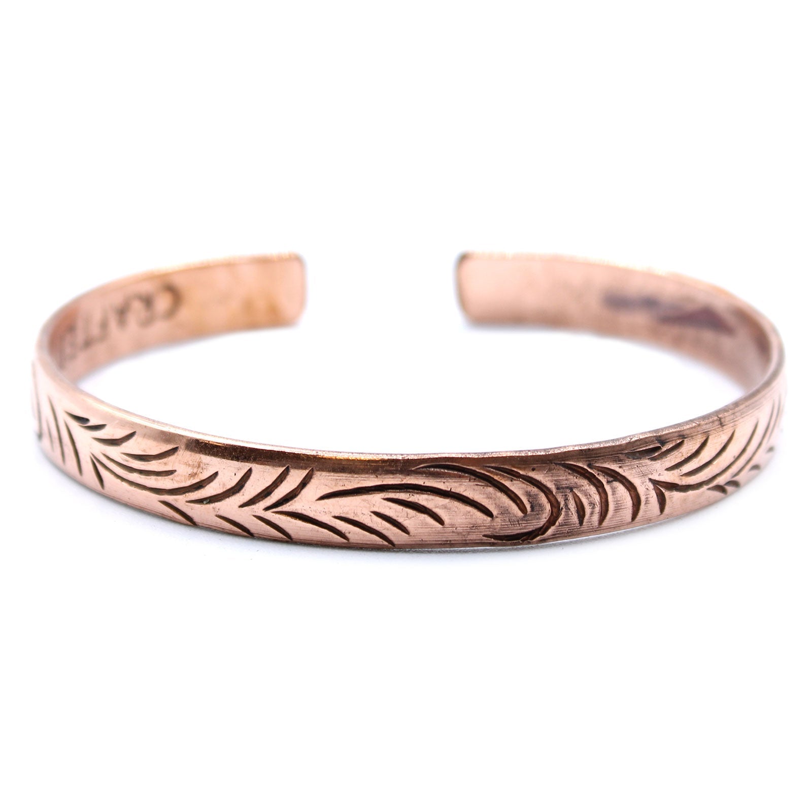 Tibetisches Kupferarmband – Tribal Swirls Design – Schlank & Handgefertigt in Nepal - Flow of PassionArmreif