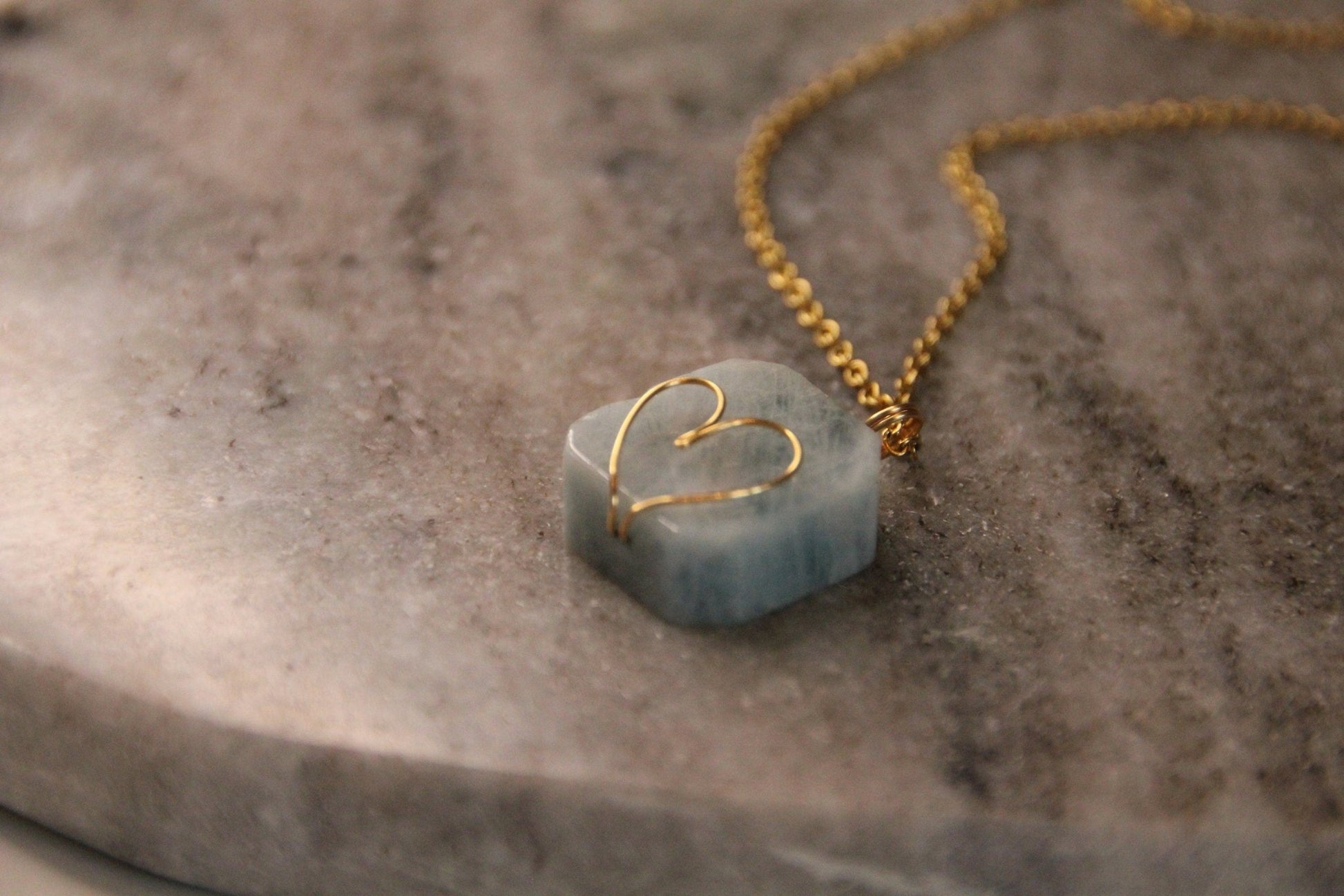 Vergoldete Heilsteinkette mit Aquamarin (18K - vergoldet) - Flow of Passion