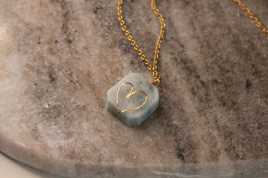 Vergoldete Heilsteinkette mit Aquamarin (18K - vergoldet) - Flow of Passion