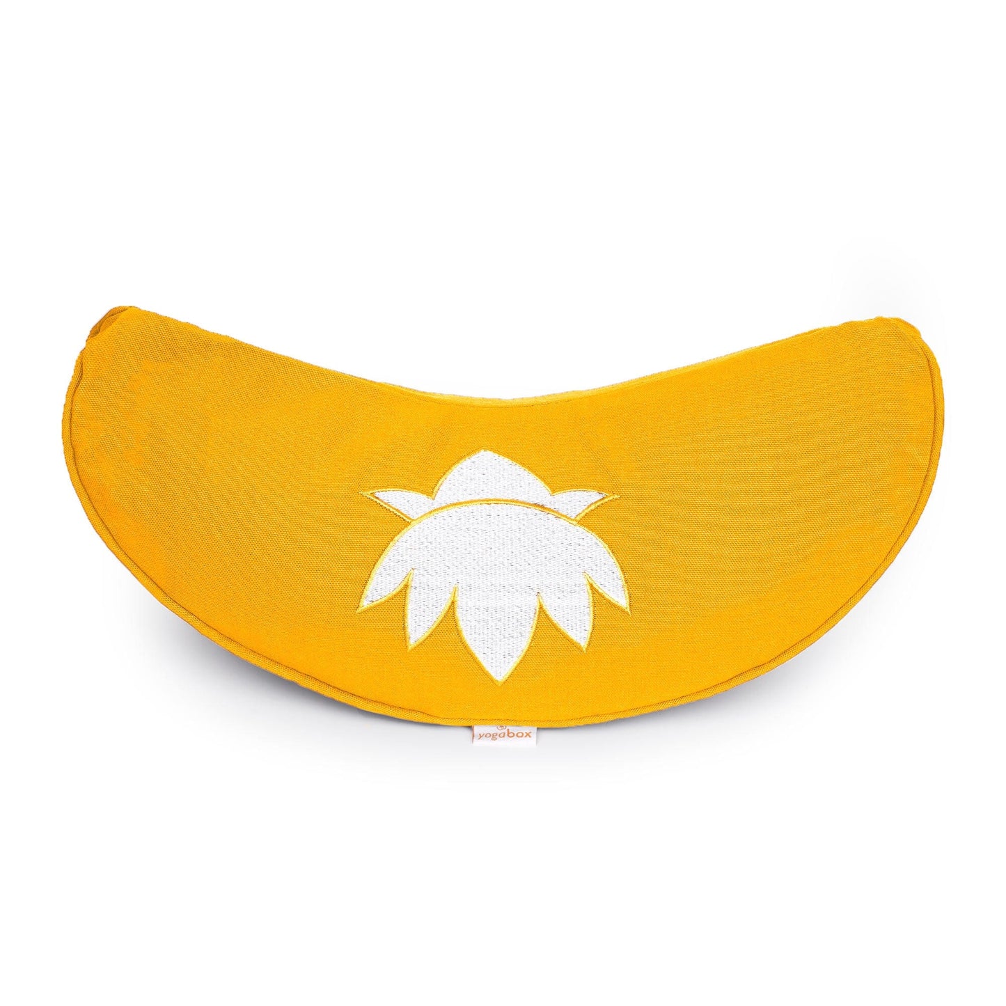 yogakissen-halbmond-basic-lotus-stick-weiss-dotter-buchweizenschalen-40-x-17-x-12-cm-248733 - Flow of Passion
