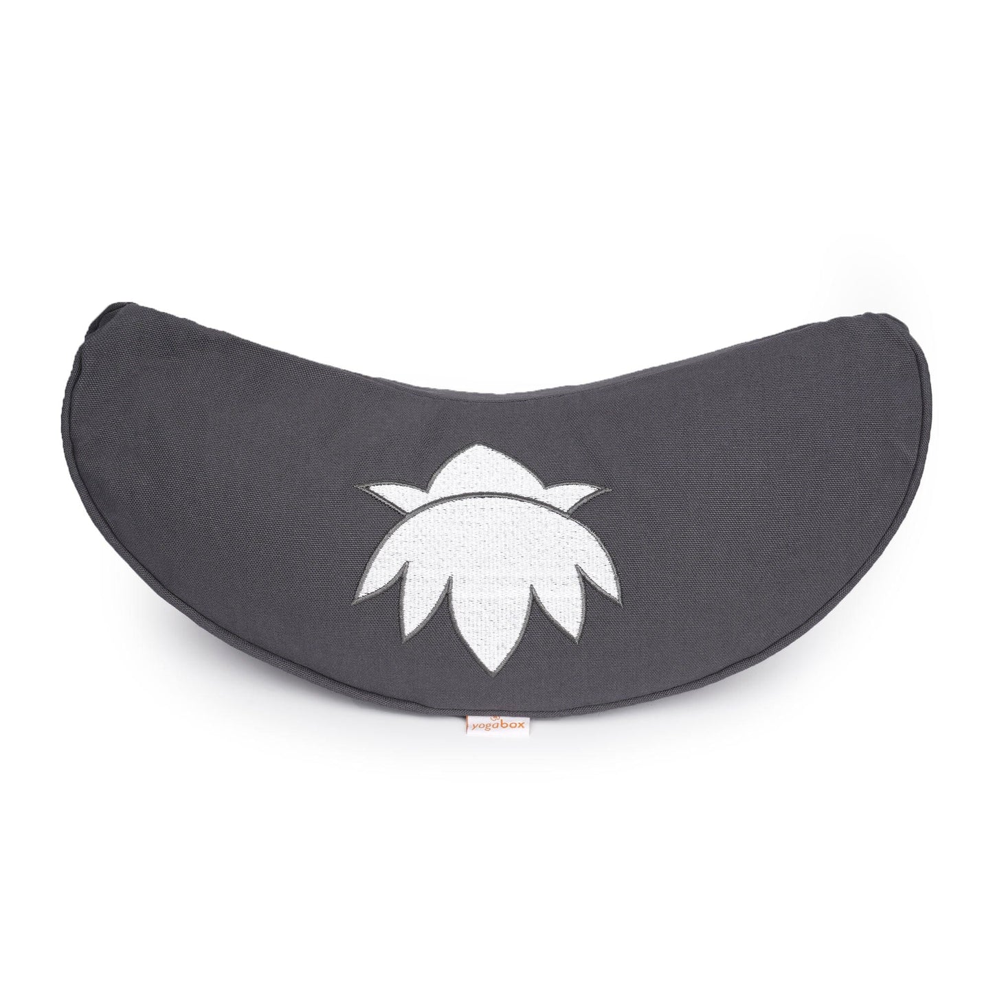 yogakissen-halbmond-basic-lotus-stick-weiss-grau-buchweizenschalen-40-x-17-x-12-cm-178365 - Flow of Passion