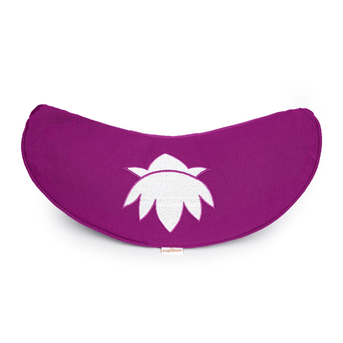 yogakissen-halbmond-basic-lotus-stick-weiss-magenta-buchweizenschalen-40-x-17-x-12-cm-691170 - Flow of Passion