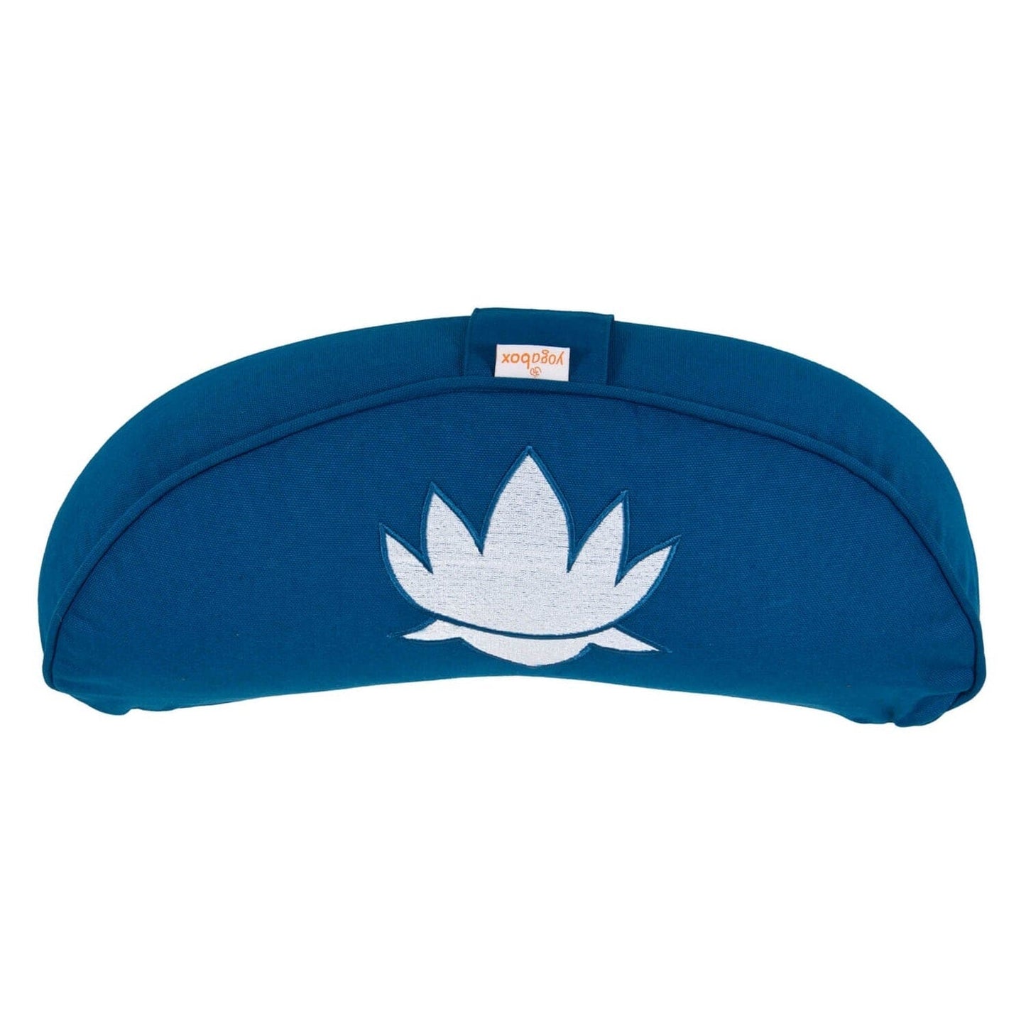 yogakissen-halbmond-basic-lotus-stick-weiss-petrol-buchweizenschalen-40-x-17-x-12-cm-512932 - Flow of Passion