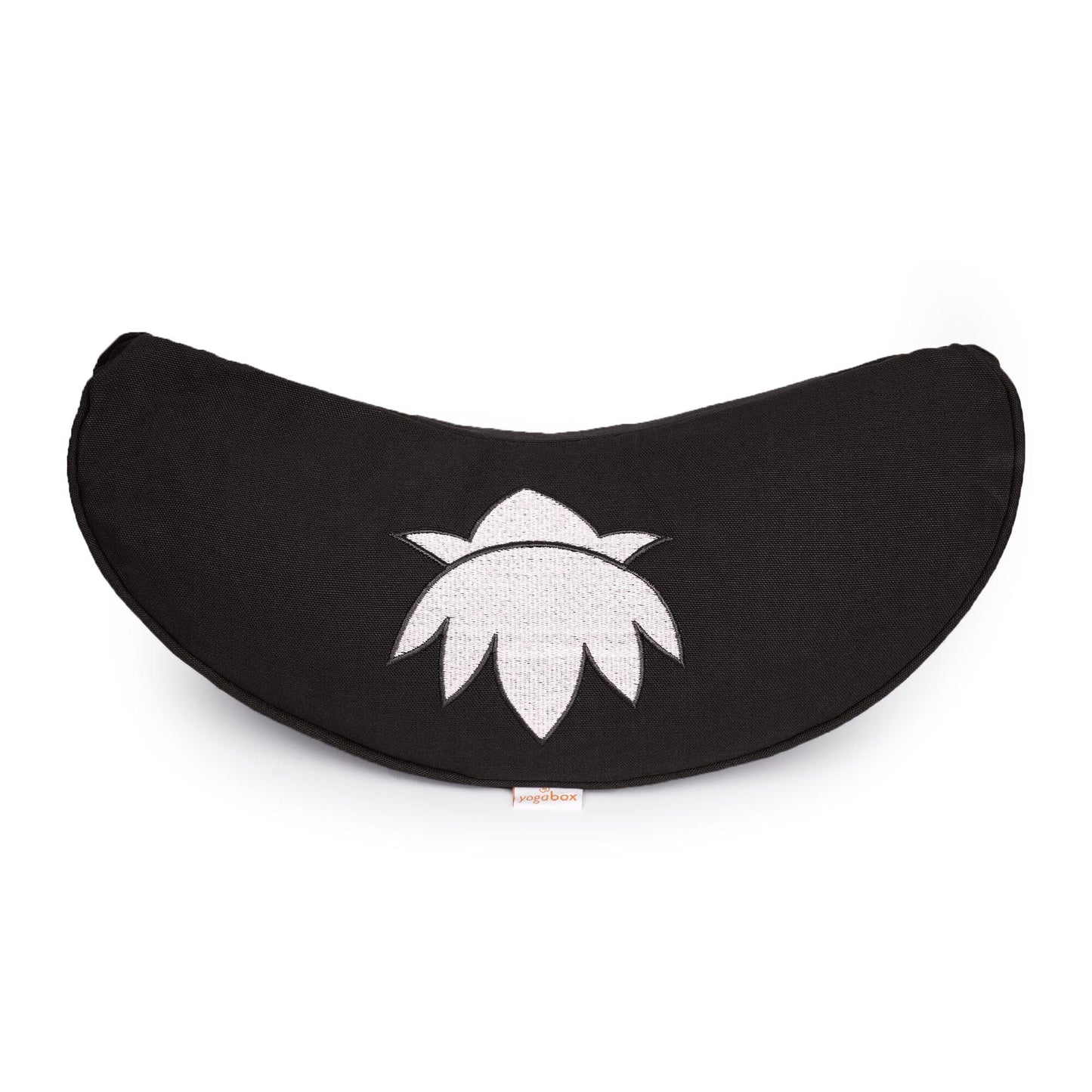 yogakissen-halbmond-basic-lotus-stick-weiss-schwarz-buchweizenschalen-40-x-17-x-12-cm-653354 - Flow of Passion